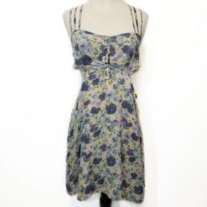 Honey Punch NWT Floral Print Strappy Skater Dress Cutout Sides Womens Size S